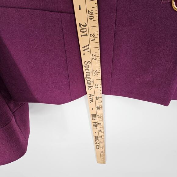 VTG  Kasper Plum Purple Button Front Collarless Blazer Jacket 14 Old Money - Picture 4 of 8